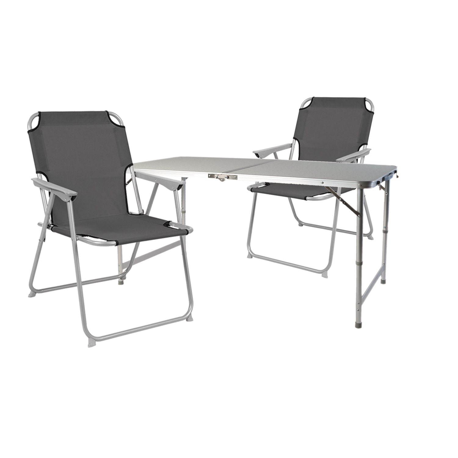 Mojawo - 3-teiliges Campingmöbel Set 120x60x58/70cm Anthrazit-mmc330872+2xmpo2600-grau