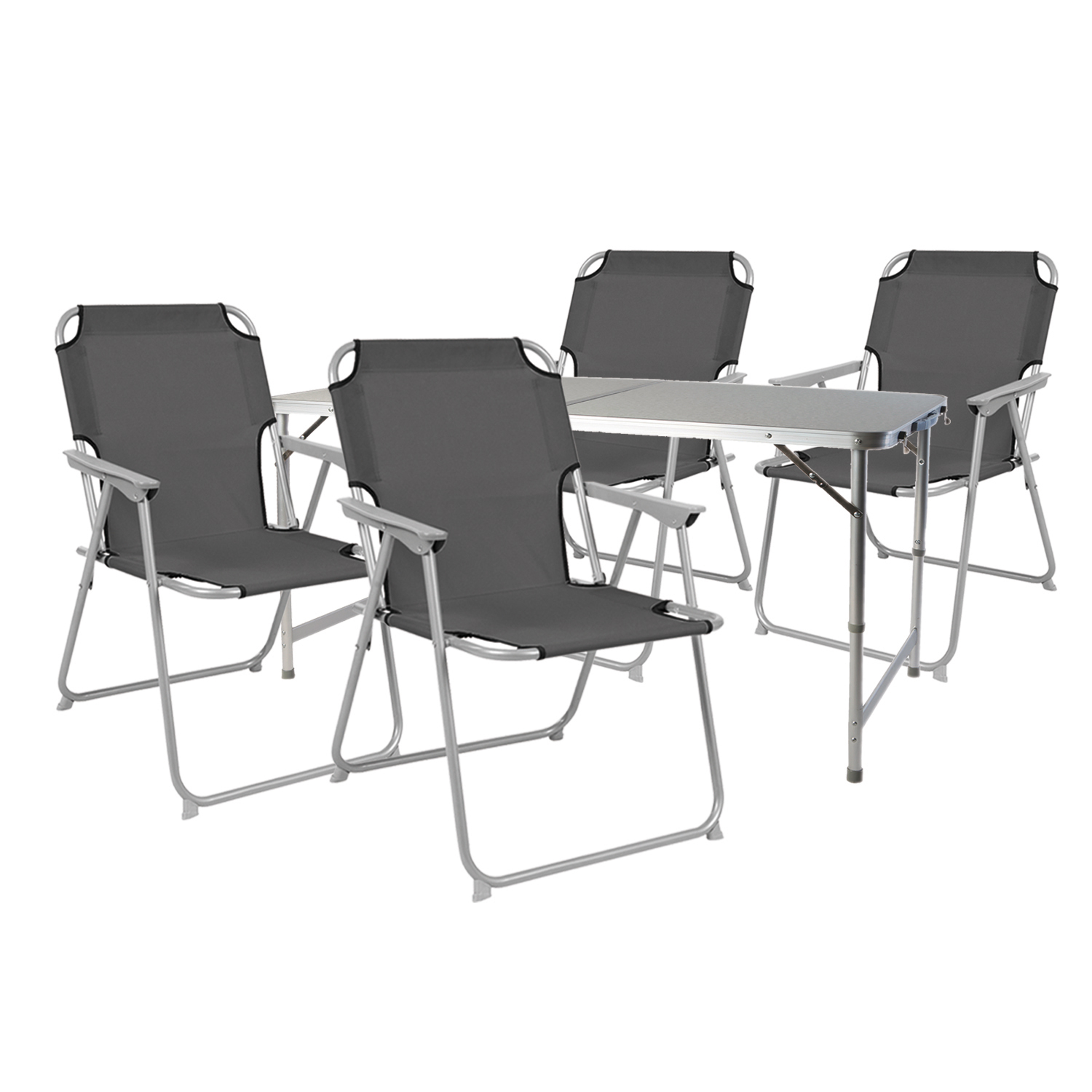 5-teiliges Campingmöbel Set 120x60x58/70cm Anthrazit-mmc330872+4xmpo2600-grau