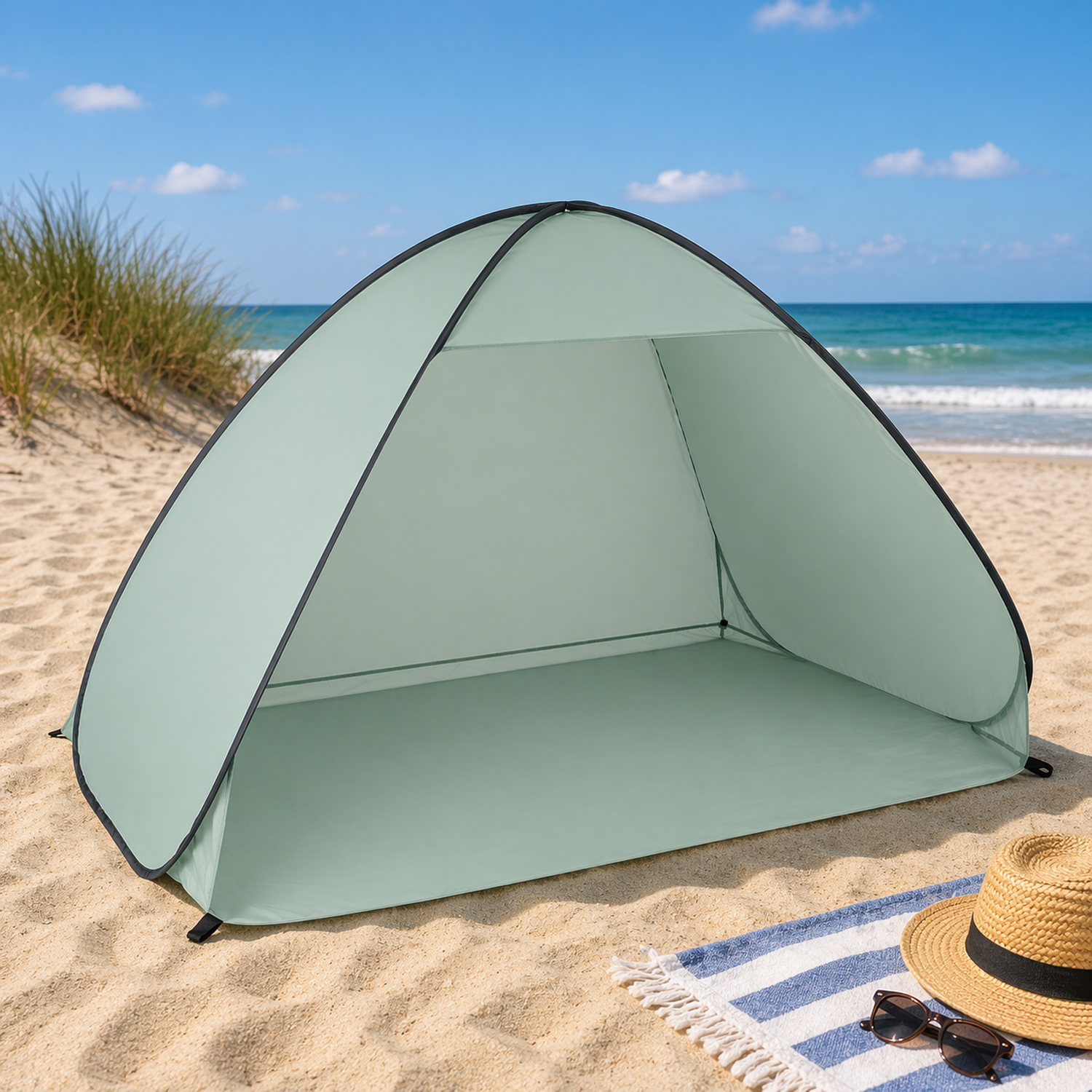 Pop-up Pop Up Strandmuschel Mit Tasche Grün H110xb200xt125cm-m30661-gruen