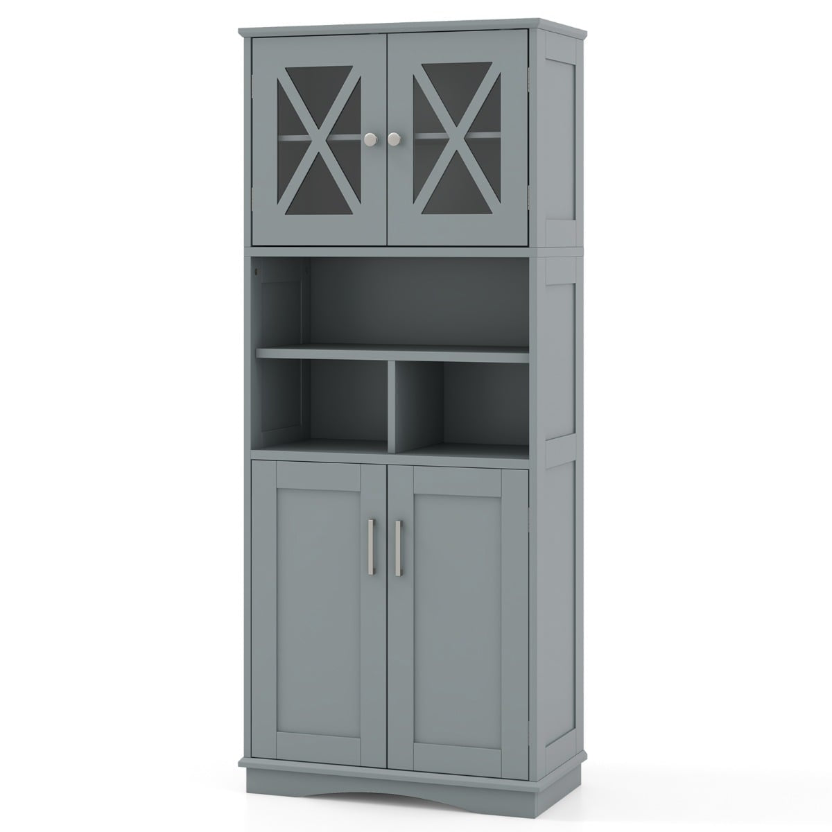 Badezimmerschrank Mit Verstellbaren Einlegeböden, Graues Mdf