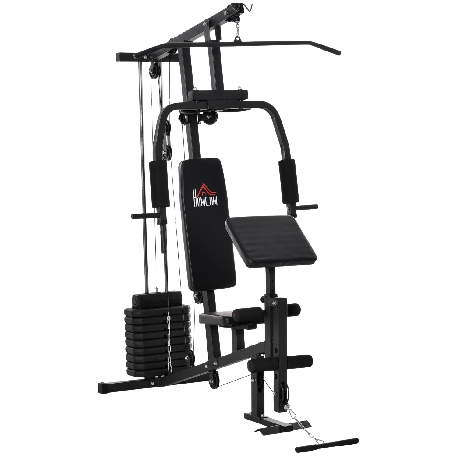 Gym Kraftstation Fitnessgerat Fitnessstation Fitnesscenter Inkl Gewichten Mit Rollenpolsterung Stahl Kunstleder Schwarz 148 X 108 X 207 Cm 212049115