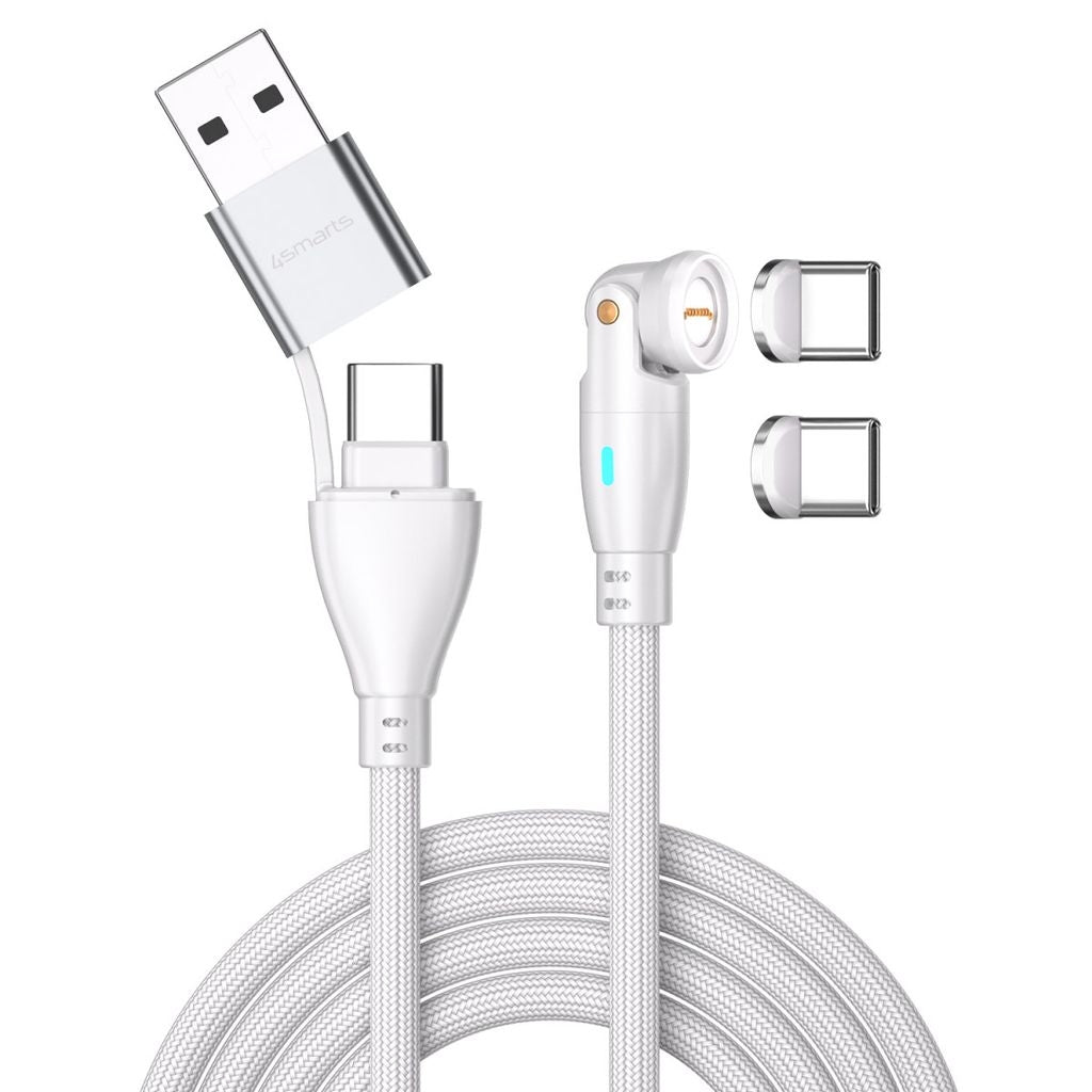Cable Magnético 4smarts Gravitycord Usb-c/a 540 De 100 W Y 1,8 M, Blanco