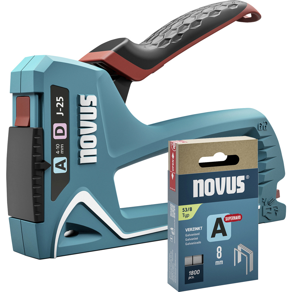 Novus Tools J-25 030-0459 Handtacker Klammerntyp Typ 53, Typ 53f, Typ 37, Typ 11 Klammernlänge 4 -