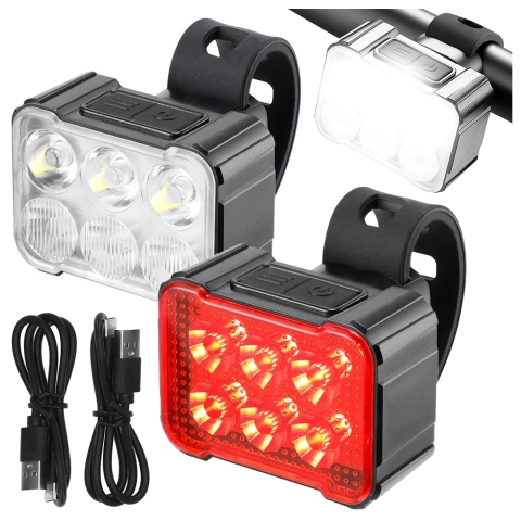 Alogy Saferide™ Led-fahrradlicht, Wasserdichte Taschenlampe, Vorder- Und Rücklicht, 2er-pack