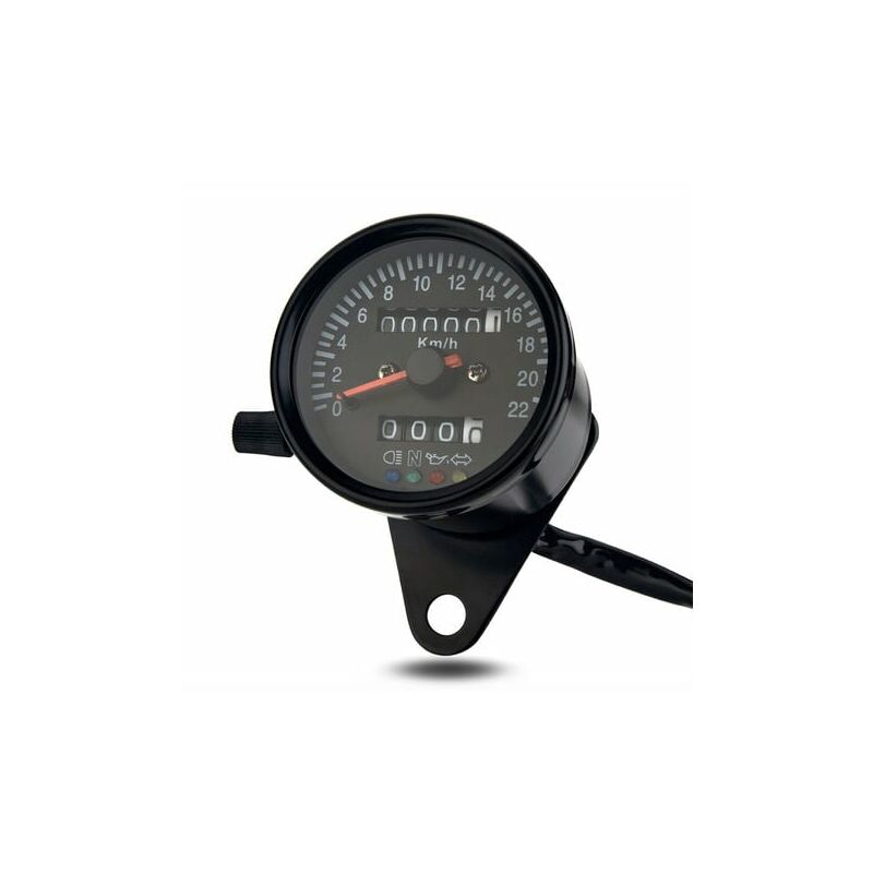 Motorrad Cafe Racer Retro Custom Mechanische Tachometer Led Anzeige Kilometerzähler 220km/h Schwarz