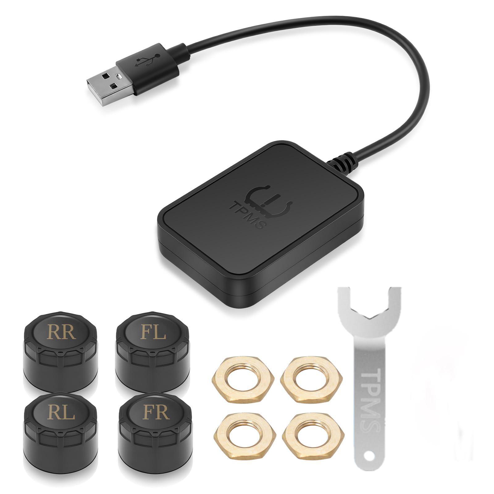 Android Tpms-reifendrucküberwachungssystem Für Android-navigation Mit 4 Externen Sensoren, Usb-tpms Für Lkws, Wohnmobile, Anhänger, Suvs, Camper, Minivans, 0–116 Psi