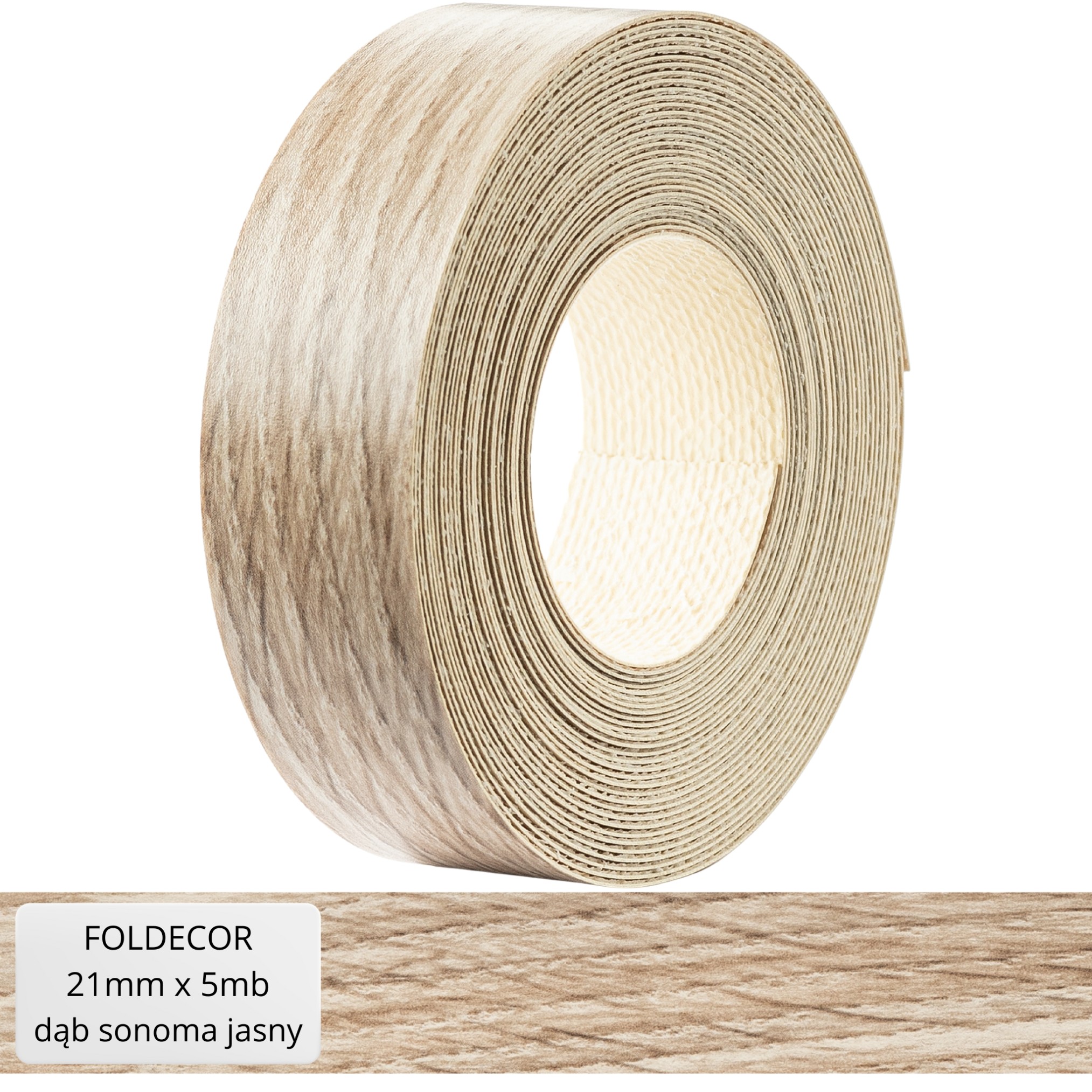Möbelkante Aus Hellem Sonoma-eichen-melamin Mit Heißkleber, 21 Mm (5 M)