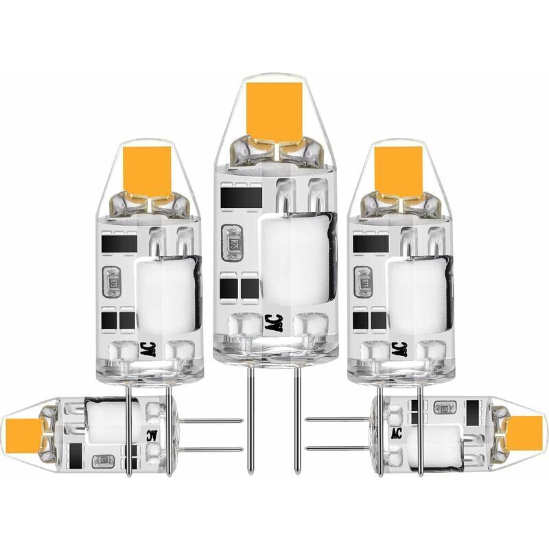 G4 Led-lampen, 2 W Cob-led-lampen Ersetzen 20 W Halogenlampen, G4 Led-lampen 3000 K Warmweiß 300 Lm 12 V Ac/dc, Kein Flackern, Nicht Dimmbar, 5er-pack