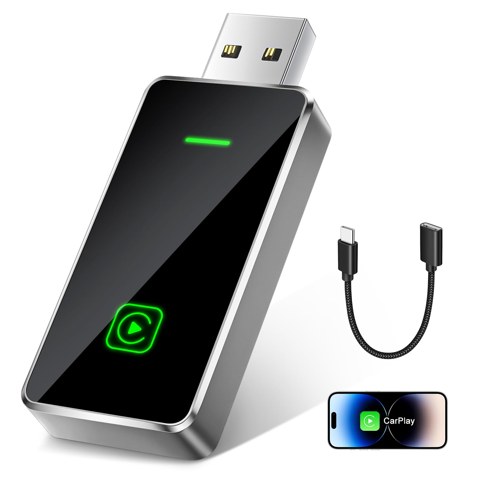 Kabelloser Carplay-adapter, Wandelt Werkskabel In Kabellosen Carplay-dongle Um, Plug & Play Für Ios 10+ Und 2019+ Autos, Intelligente Sprachsteuerung, Schwarz