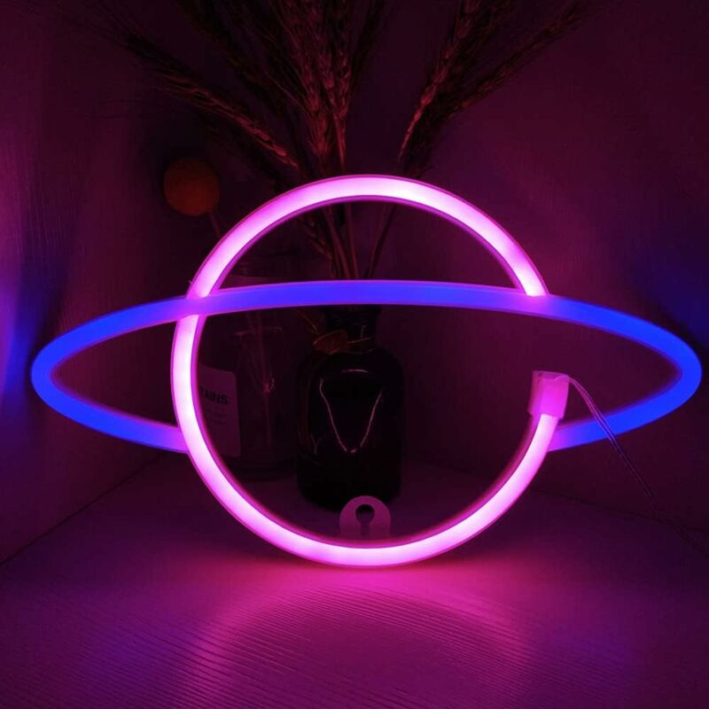 Neonschilder In Planetenform, Led-neonlichtschild, Wanddekoration, Lichtschilder Für Party, Schlafzimmer, Hochzeitsgeschenk, Dekorative Lichter, Rosa, Blauer Planet