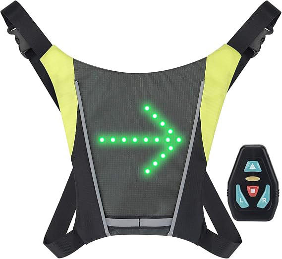 Led-fahrradweste, Led-reflektorweste Mit Richtungsanzeiger – Fernbedienung, Blinker, Wiederaufladbar Über Usb, Einfache Installation Für Fahrradsicherheitswarnung