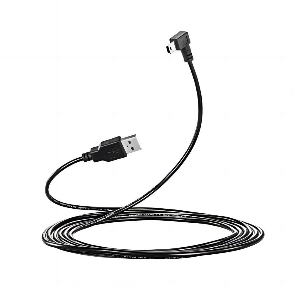 Extra Langes 3 M Langes Usb-a-auf-mini-usb-kabel, 90 Grad Rechtwinklig, Mini-b-schnellladedatenkabel Mit 5 Kabelclips Für Garmin Dashcam, Auto-dashcam, Tomtom, Gps-navigation, Dvr
