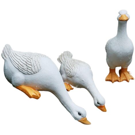 Bomkra Dreier-entenfamilie – Gartendekoration Aus Kunstharz – Gänseskulptur – Statue – Dekoration Für Teich, Feengarten, Lustige Tiere – Geschenk Für Kinder