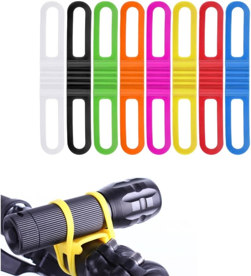 8 Stück Mehrfarbige Elastische Silikon-fahrradbänder Zur Befestigung Von Taschenlampen Und Mobiltelefonen An Fahrrädern (14 X 2,2 X 1 Cm)