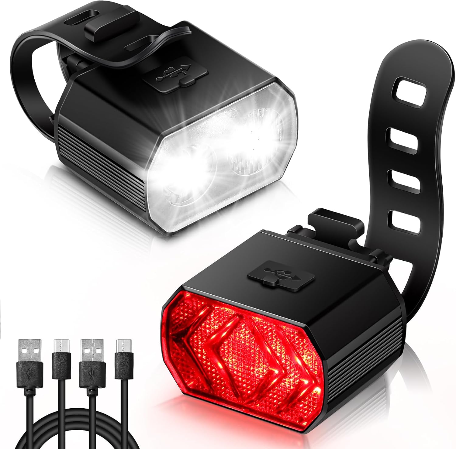 Fahrradlicht-set – Scheinwerfer Und Rücklicht, Lange Akkulaufzeit, Usb-aufladung, Ipx6 Wasserdicht, 6 Beleuchtungsmodi, Leicht Und Langlebig, Geeignet Für Alle Fahrräder Und Verschiedene Fahrradbeding