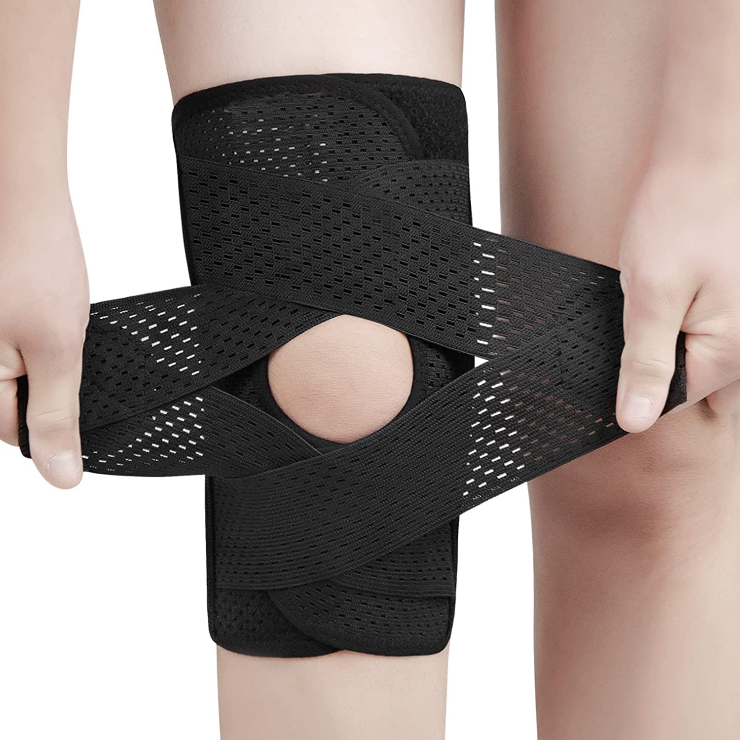 Knieorthese Mit Seitlichen Stabilisatoren M, Bei Knieschmerzen, Meniskusriss, Acl, Mcl, Arthritis, Verletzungsrehabilitation, Verstellbare Knieorthese Für Männer Und Frauen (weiß)