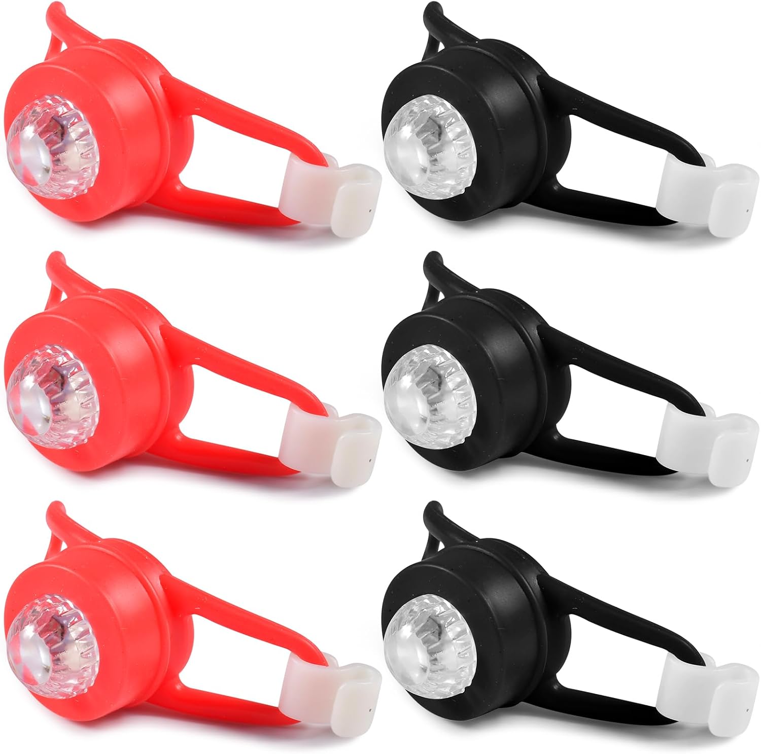 6-teiliges Led-fahrradlicht, Wasserdichtes Fahrradlicht Vorne Und Hinten, Silikon-led-fahrradlicht, Beleuchtung Für Nachtradfahren, Mtb-mountainbike-radfahrer (schwarz + Rot)
