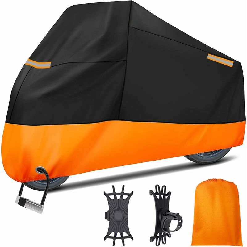 Motorradabdeckungen Für Die Lagerung Im Freien, 210d Wasserdichte, Staubdichte Und Uv-geschützte Motorradabdeckung Mit Reflektor-schnallen Mit Schlosslöchern, Winddicht, 245,8 X 127 X 104,3 Cm, + Hand