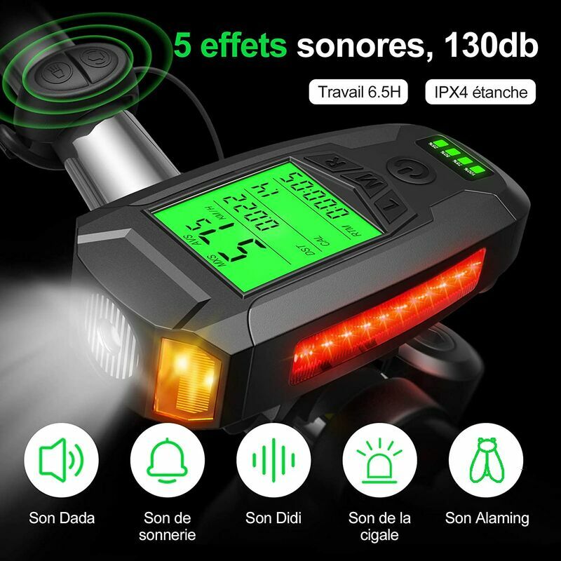 Fahrradlichter, Wiederaufladbare Usb-fahrradlichter Mit Fahrradtacho, Fahrradcomputer, Led-fahrradlampe Vorne Und Hinten, Leistungsstarkes Licht Für Mtb, Radfahren, Fahrrad, Mountainbike