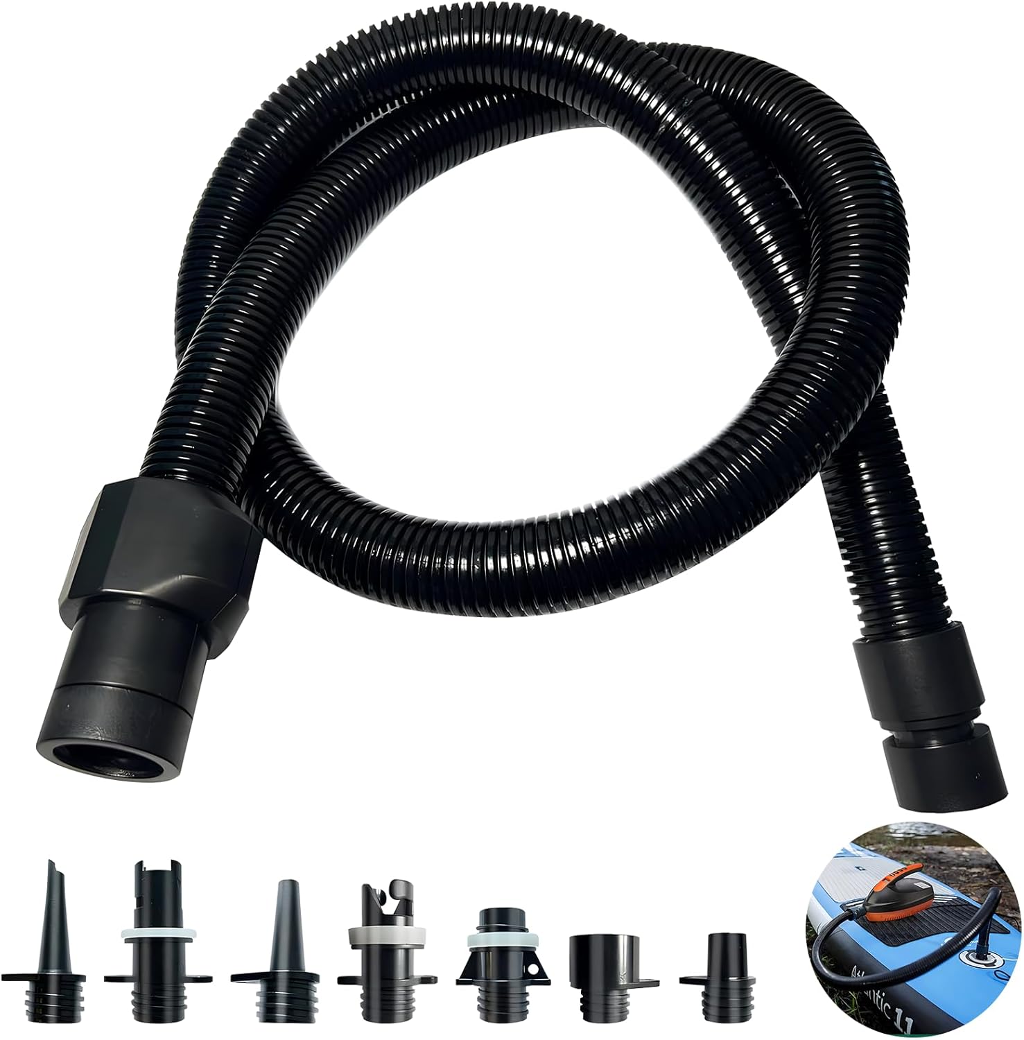 Pumpenadapter-set – Aufblasbarer Luftschlauch Mit 7 Luftventildüsen – Ersatzzubehör Für Aufblasbares Stand-up-paddle-board – Schlauchboote