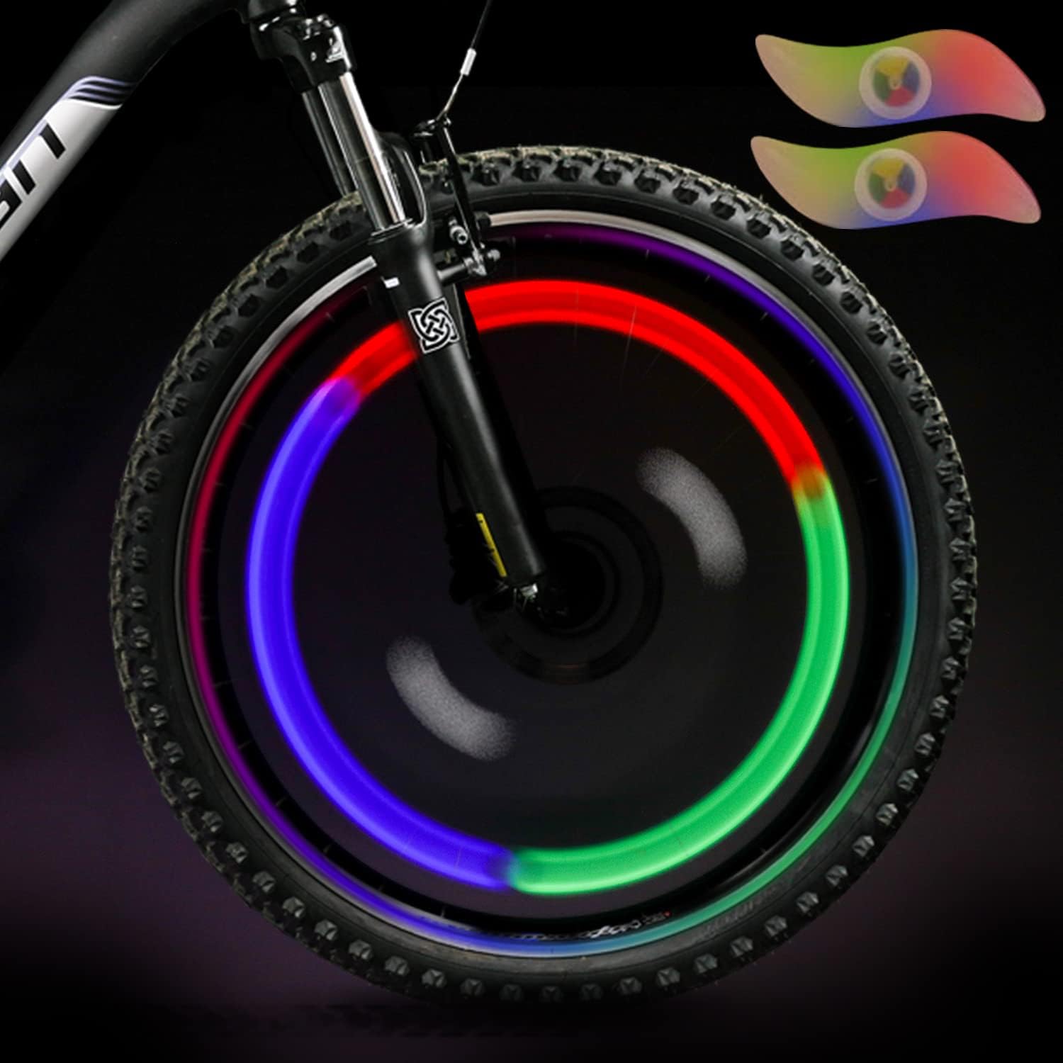 Led-radlichter (rot + Grün + Blau + Mehrfarbig) 4er-set, Fahrrad-radspeichen Für Mountainbike, Erwachsene Und Kinder, Wasserdichtes Led-neon-reifenlicht Mit 3 Blinkmodi