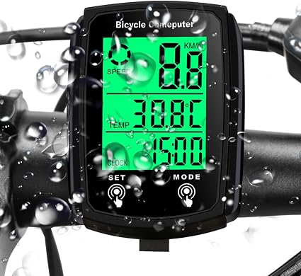Kabelloser Fahrradcomputer Mit 20 Funktionen, Wasserdicht (ipx6), Kilometerzähler Mit Hintergrundbeleuchtetem Lcd-display, Einfache Bedienung Dank Großer Tasten Und Übersichtlicher Anzeige
