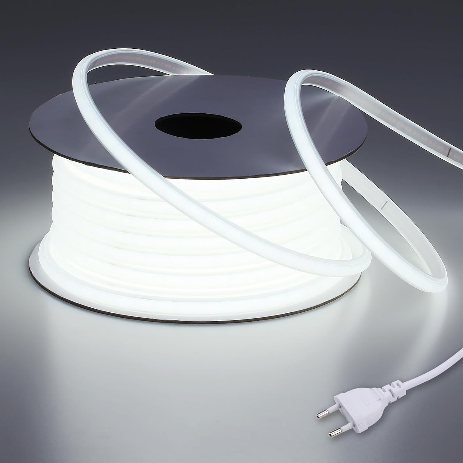 220 V Cob-led-streifen Für Den Außenbereich, Wasserdicht, 20 M, 6000 K, Kaltweiß, Zuschneidbarer, Flexibler Ip65-wasserdichter Led-streifen Ohne Transformator, Stecker Enthalten, Für Baustelle, Schlaf