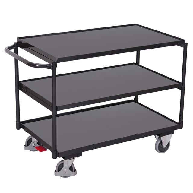 Variofit Tischwagen Mit Schiebegriff Und 3 Ladeflächen 1185x790mm Anthrazitgrau Ral 7016