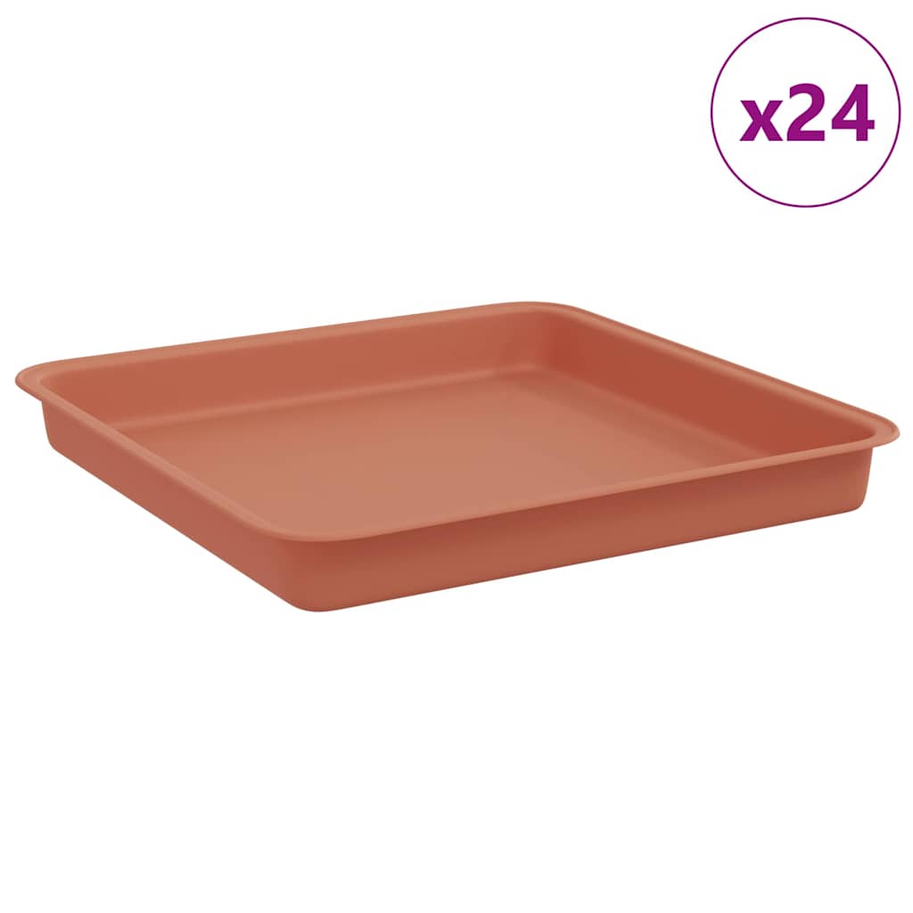 Vidaxl Square Flower Tray 24 Pcs Brick Red 18 X 18 X 2 Cm Plastic