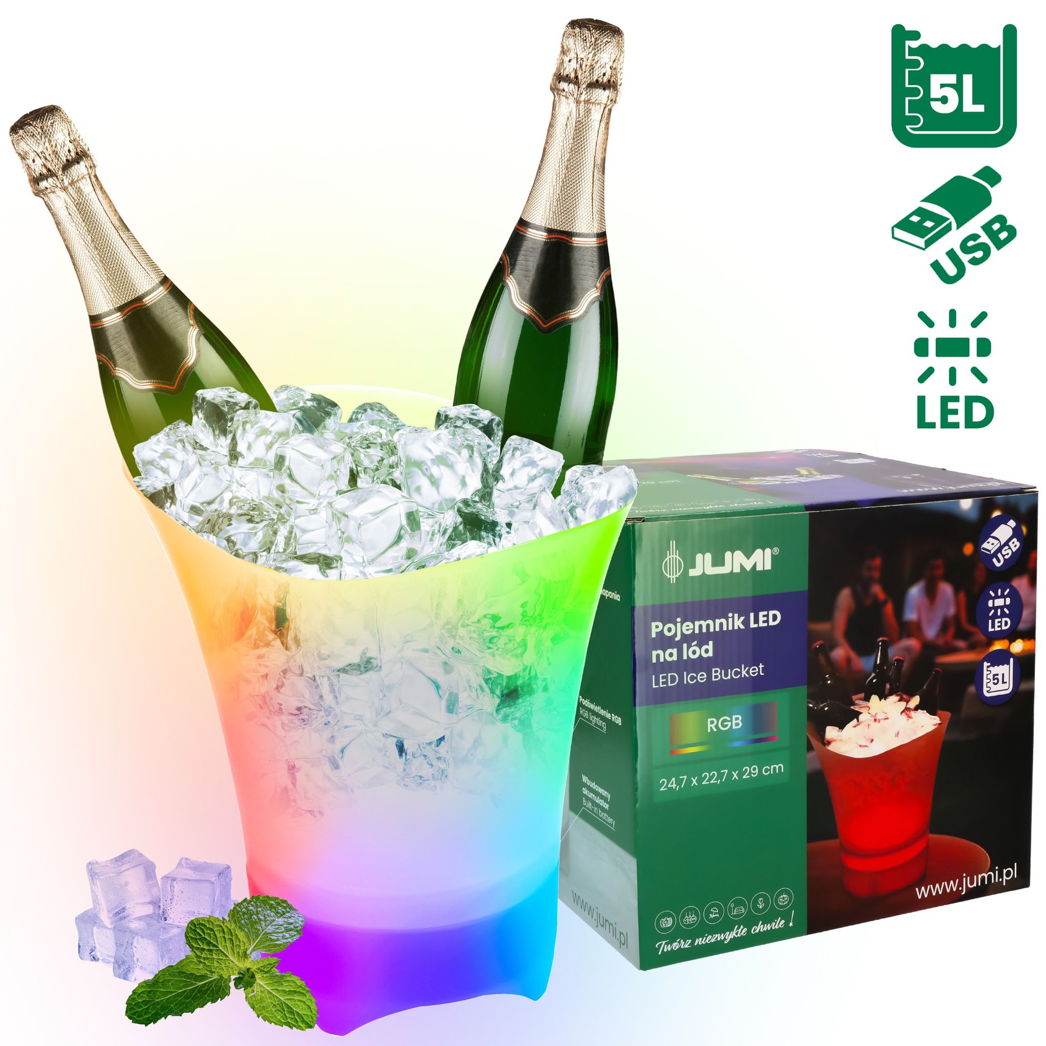 Eisbehälter Mit Rgb-led-beleuchtung, 5 Liter, Für Champagner Und Große