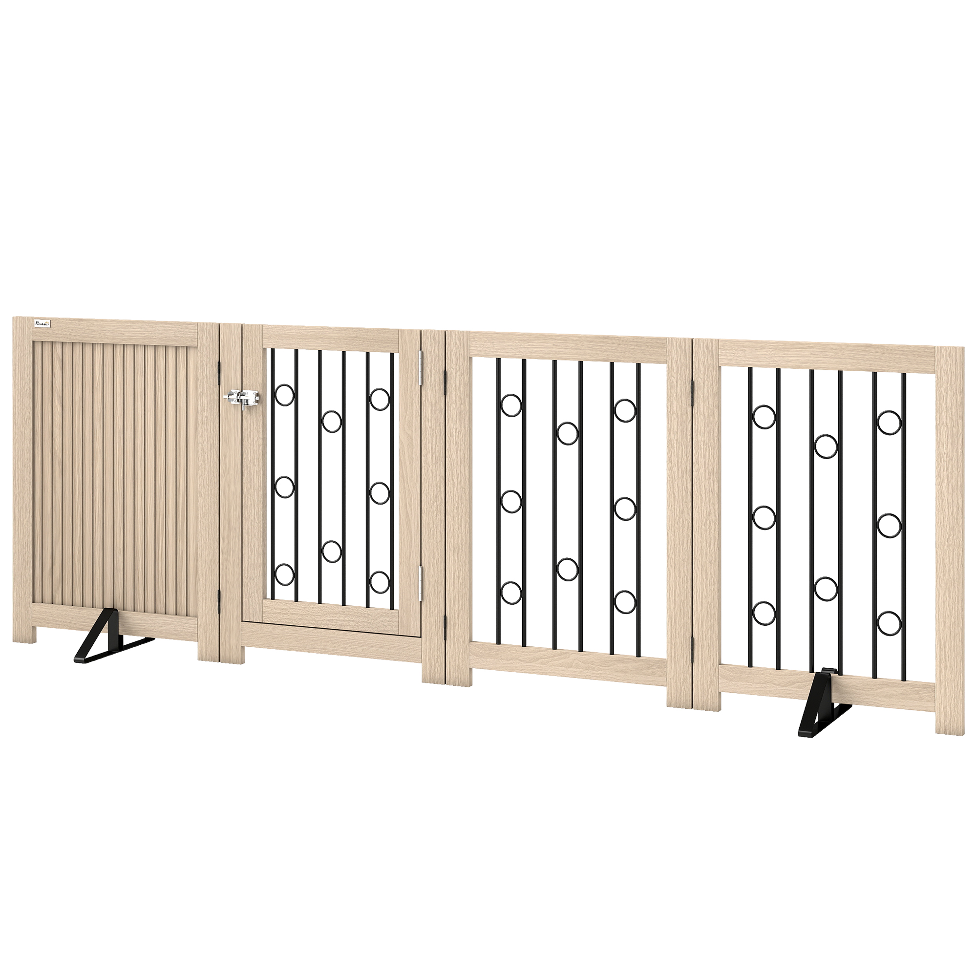 Barrière Pour Animaux Autonome, Porte Intégrée, 4 Panneaux, Pour Entrée, Escaliers, Encadrement De Porte, Mdf, Acier