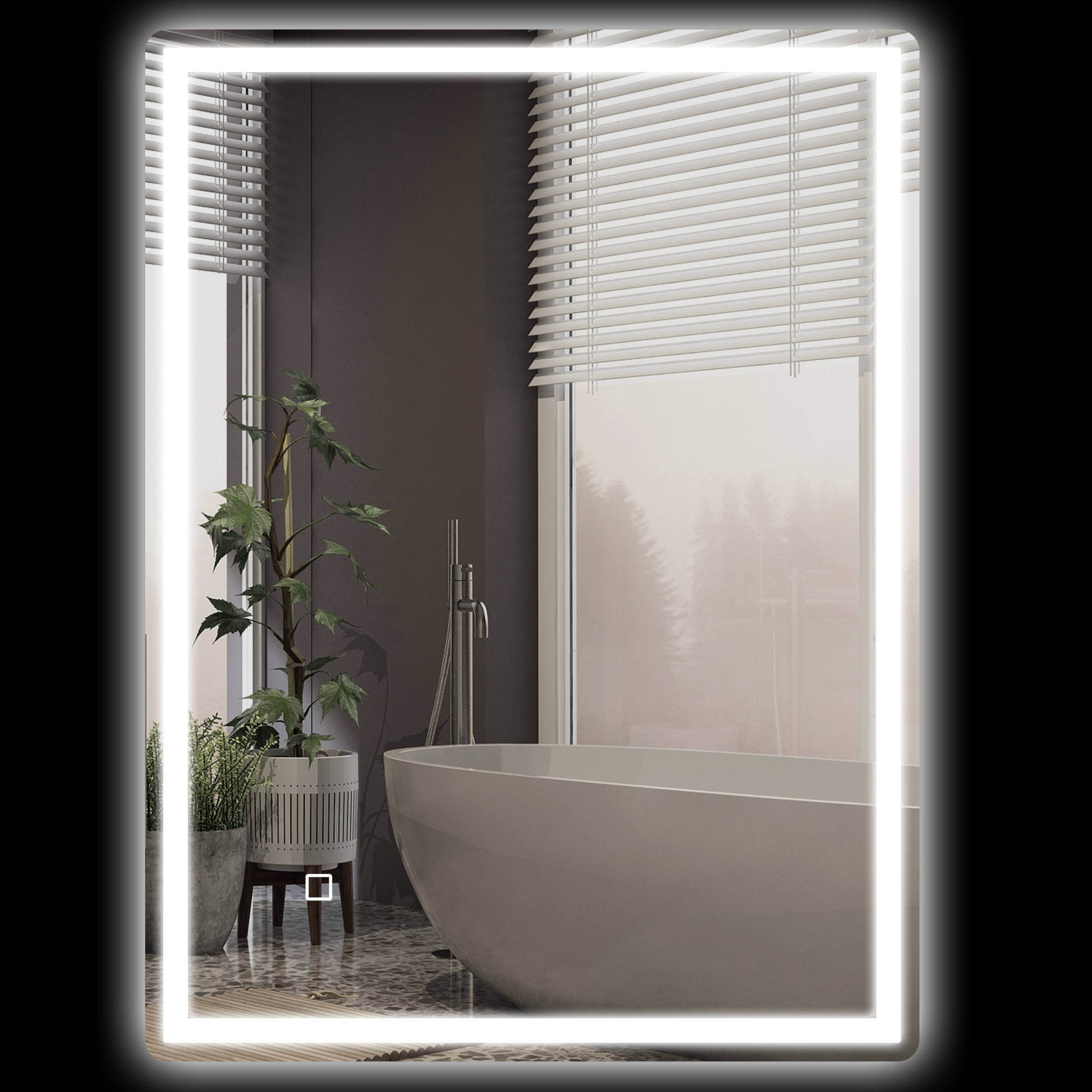 Miroir De Salle De Bain Avec Éclairage Led, Interrupteur À Fermeture Douce, Antibuée, 60 X 80 X 4 Cm, Blanc