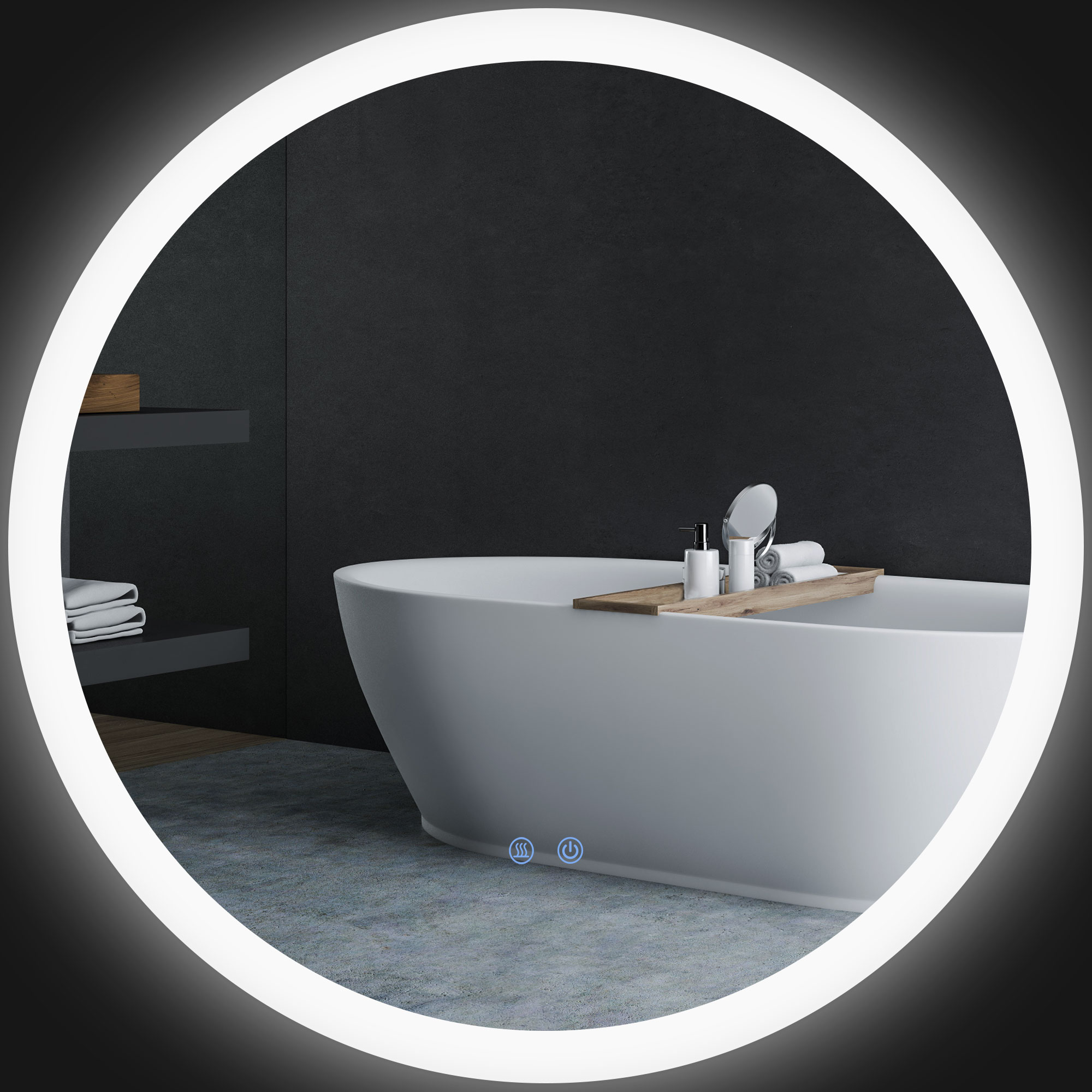 Miroir De Salle De Bain Led, Capteur Tactile, Anti-buée, Éclairage Intégré