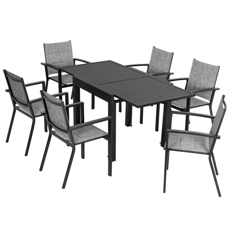 Avestar 7-teilige Aluminium-terrassen-essgruppe