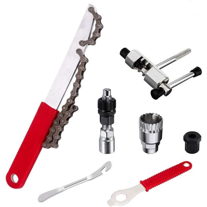 Fahrrad-reparatur-werkzeugsatz, Fahrradketten-werkzeugsatz Mit Kettenpeitsche, Fahrrad-kurbelabzieher, Tretlager-entferner, Tretlager-entferner Und 16-mm-schraubenschlüssel