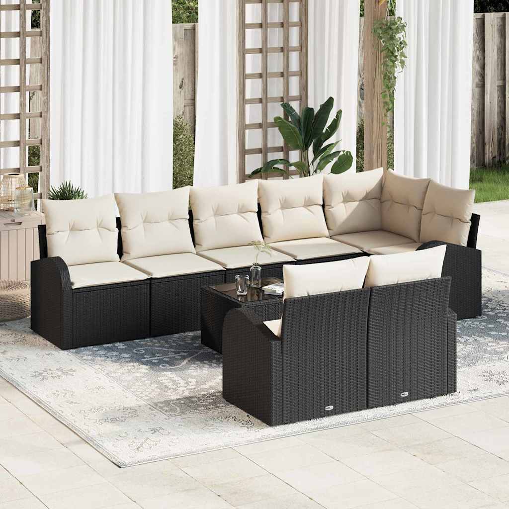 Vidaxl Ensemble De Canapé De Jardin 9 Pcs Noir Et Blanc Polyrotin