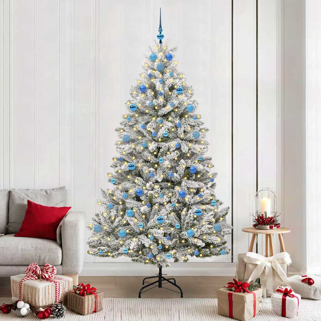 Vidaxl Sapin De Noël Artificiel Vert Et Blanc 210 Cm Pvc Et Métal