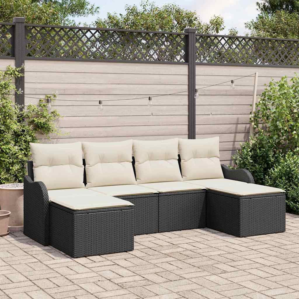 Vidaxl Ensemble De Canapé De Jardin 6 Pcs Noir Et Blanc Poly Rotin