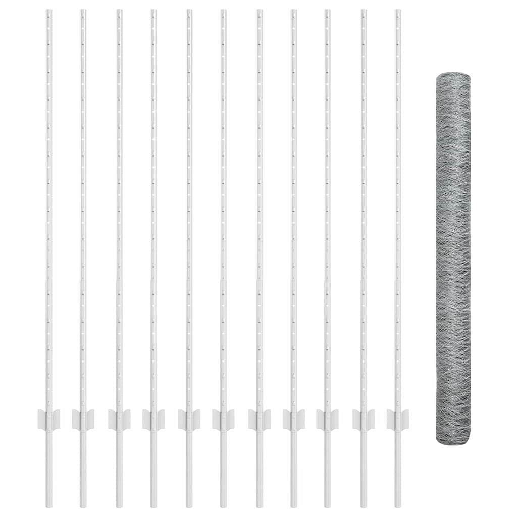 Vidaxl Clôture Hexagonale Avec Poteau 25 X 1,4 M Acier Galvanisé