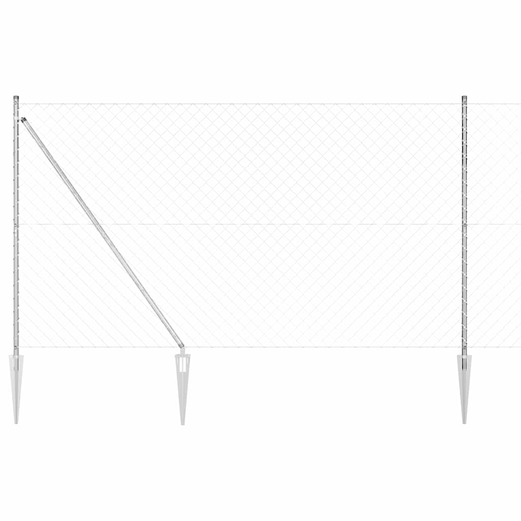 Vidaxl Clôture En Chaîne Extérieure Avec Piques 10 X 1,6 M Argenté