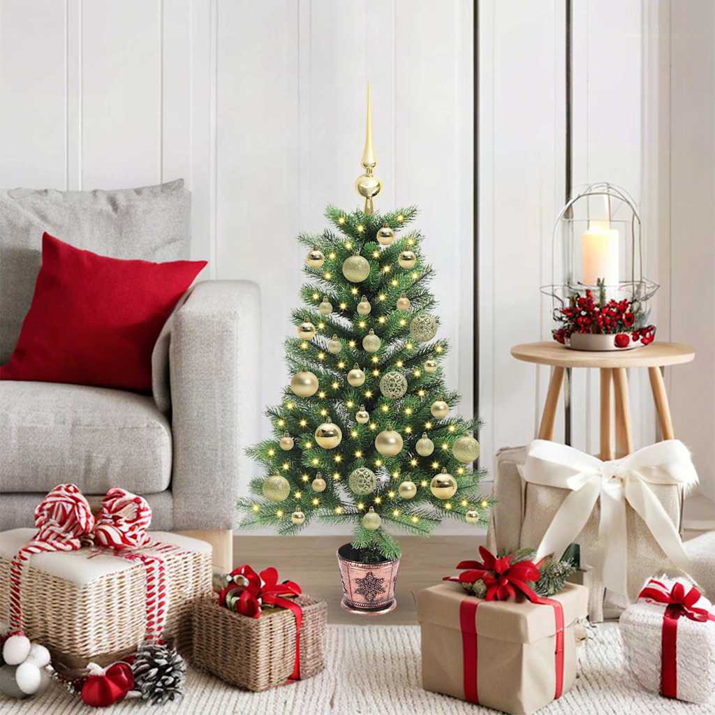 Vidaxl Sapin De Noël Avec 150 Led Avec Support Vert 90 Cm Pe