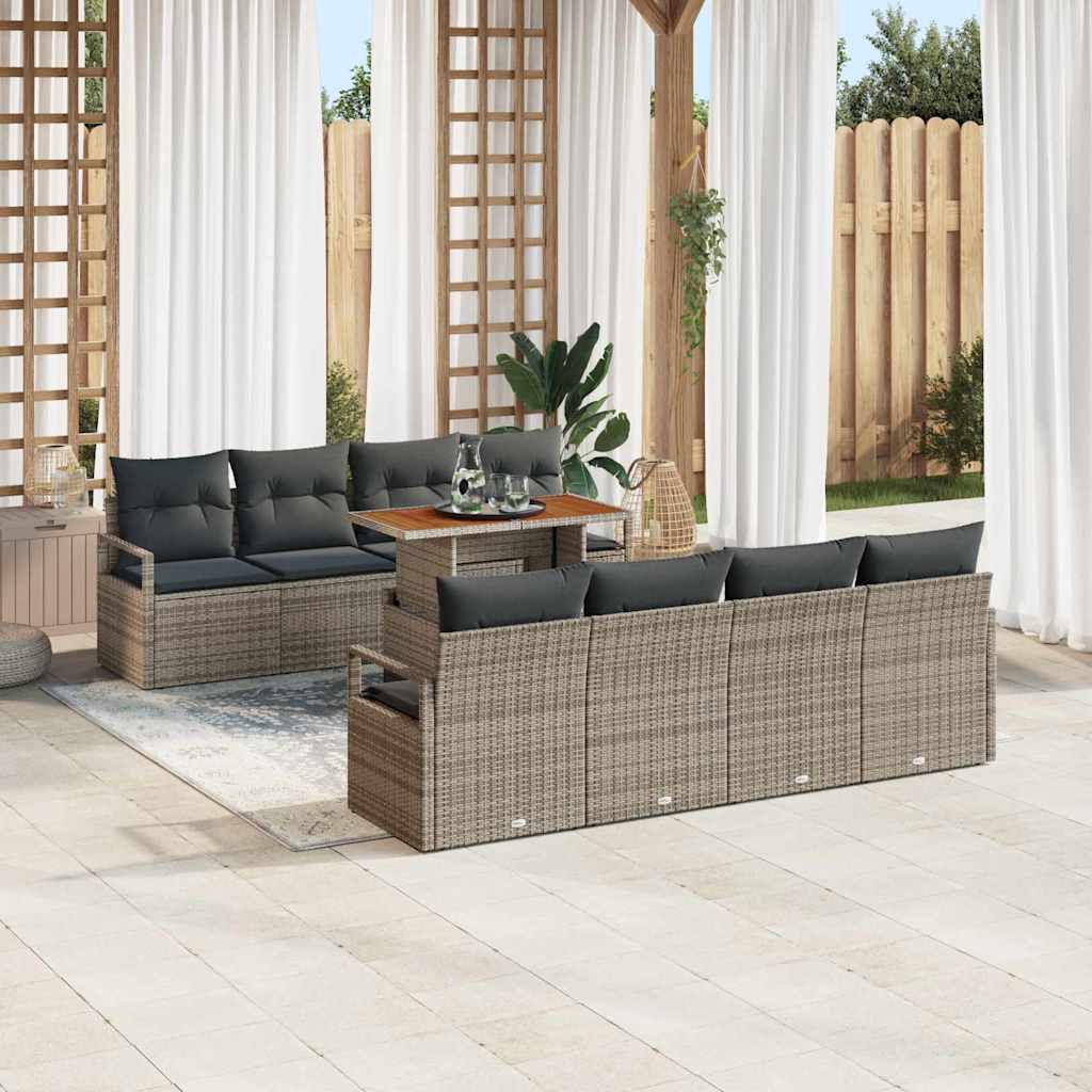 Vidaxl Ensemble De Canapé De Jardin Avec Coussin 9 Pcs Gris Et Marron