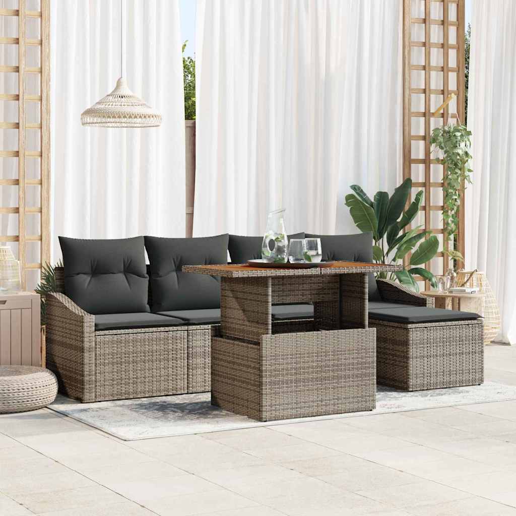 Vidaxl Ensemble De Canapé De Jardin 6 Pcs Gris Et Marron