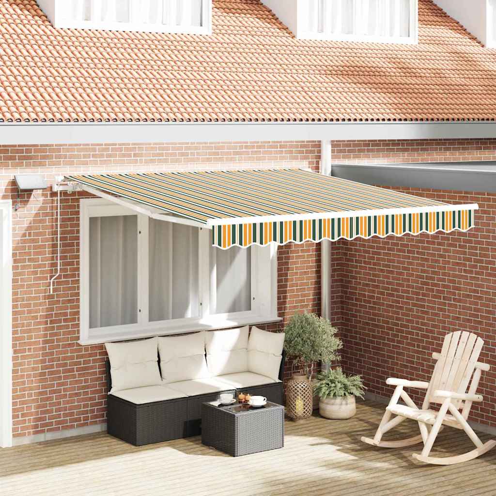 Vidaxl Auvent Rétractable Vert Et Jaune 300 X 250 Cm
