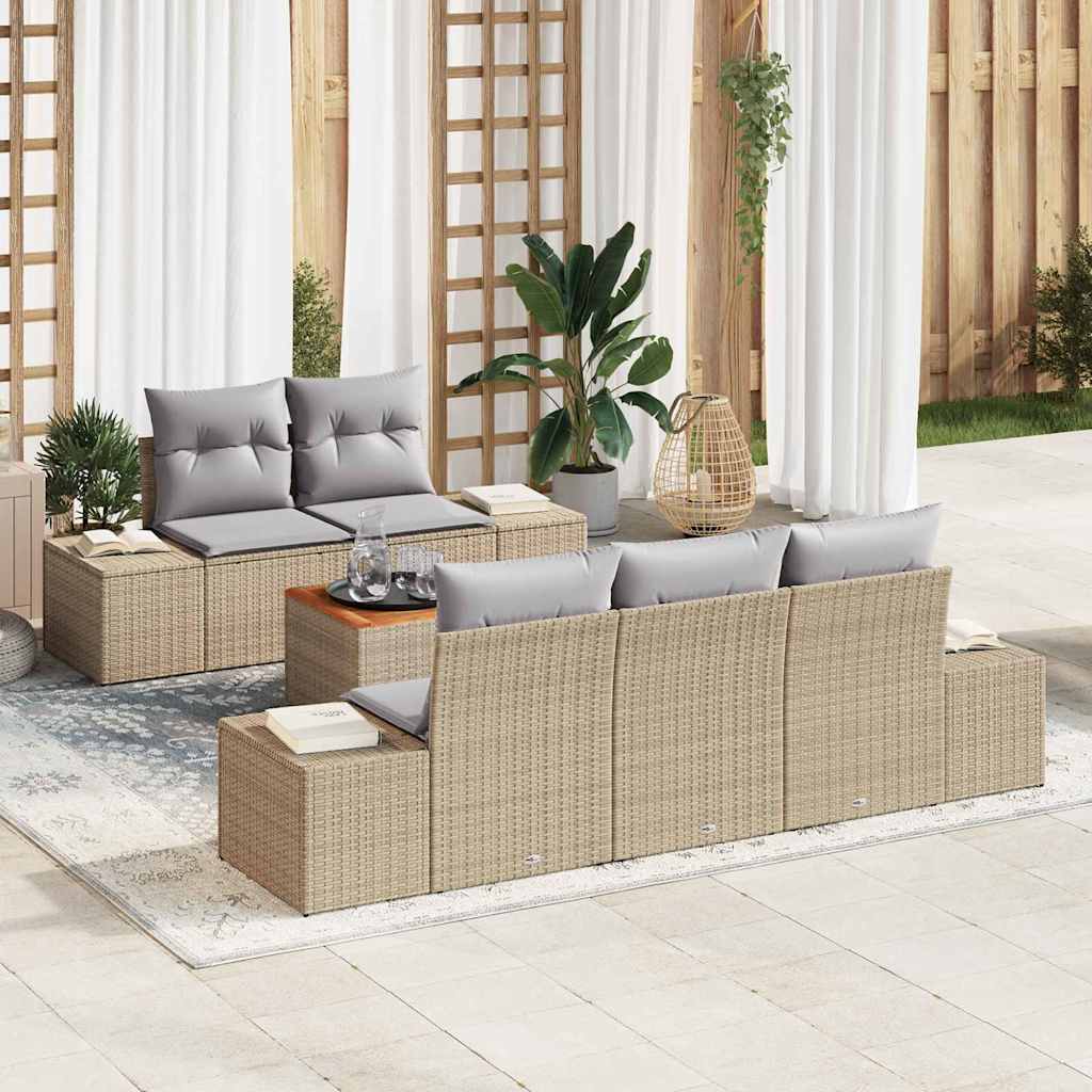 Vidaxl Ensemble De Canapé De Jardin Avec Coussin 6 Pcs Beige Polyrotin