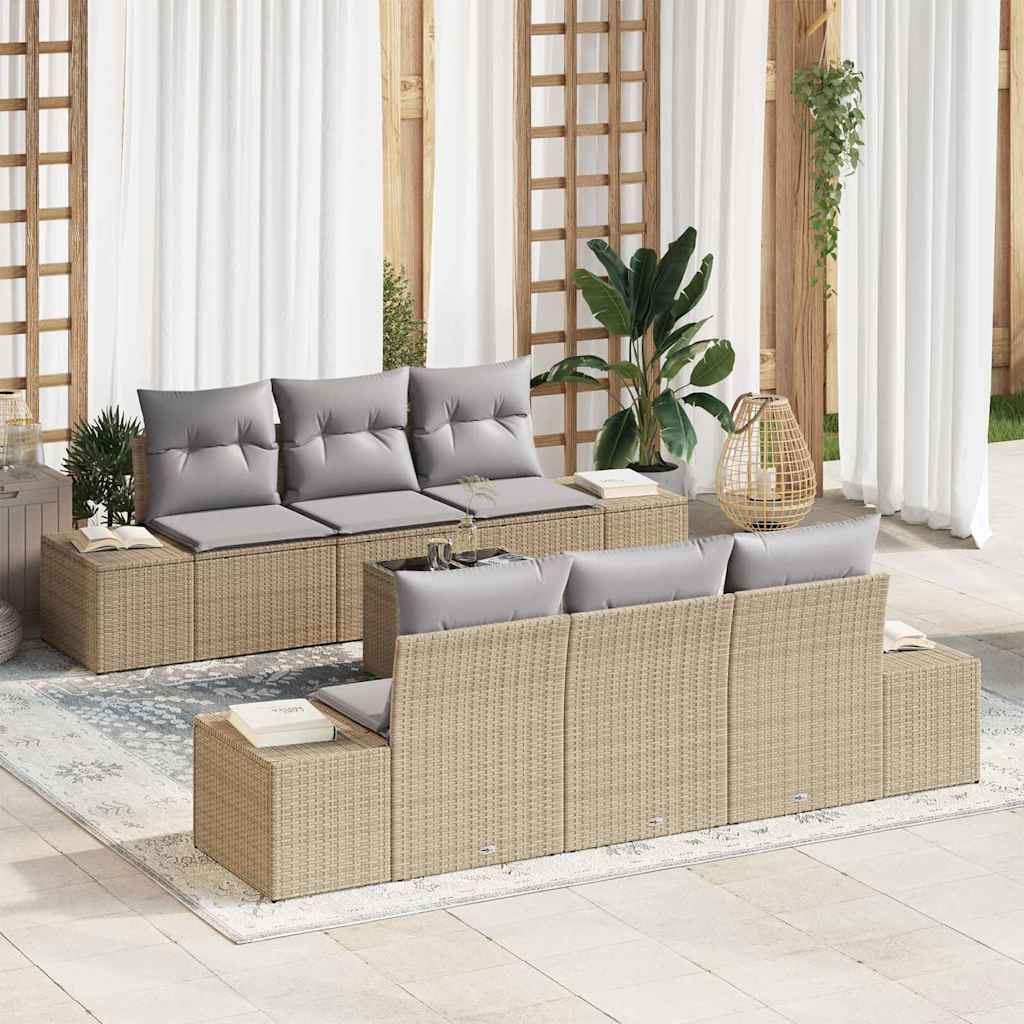 Vidaxl Ensemble De Canapé De Jardin 8 Pcs Beige Et Gris Polyrotin