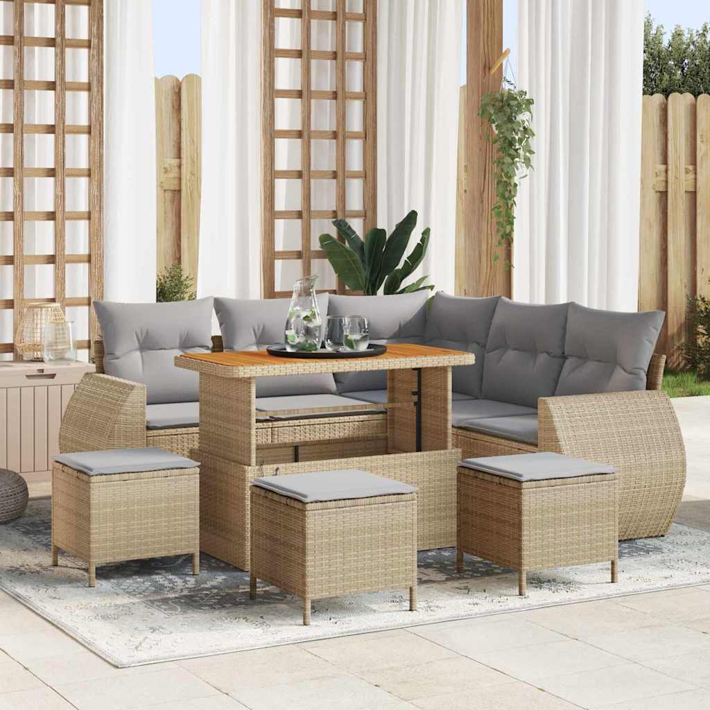 Vidaxl Ensemble De Canapé De Jardin 9 Pcs Beige Polyrotin