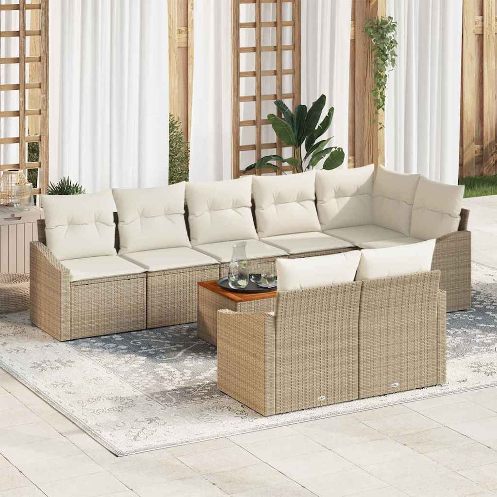 Vidaxl Ensemble De Canapé De Jardin 9 Pcs Beige Et Crème Polyrotin