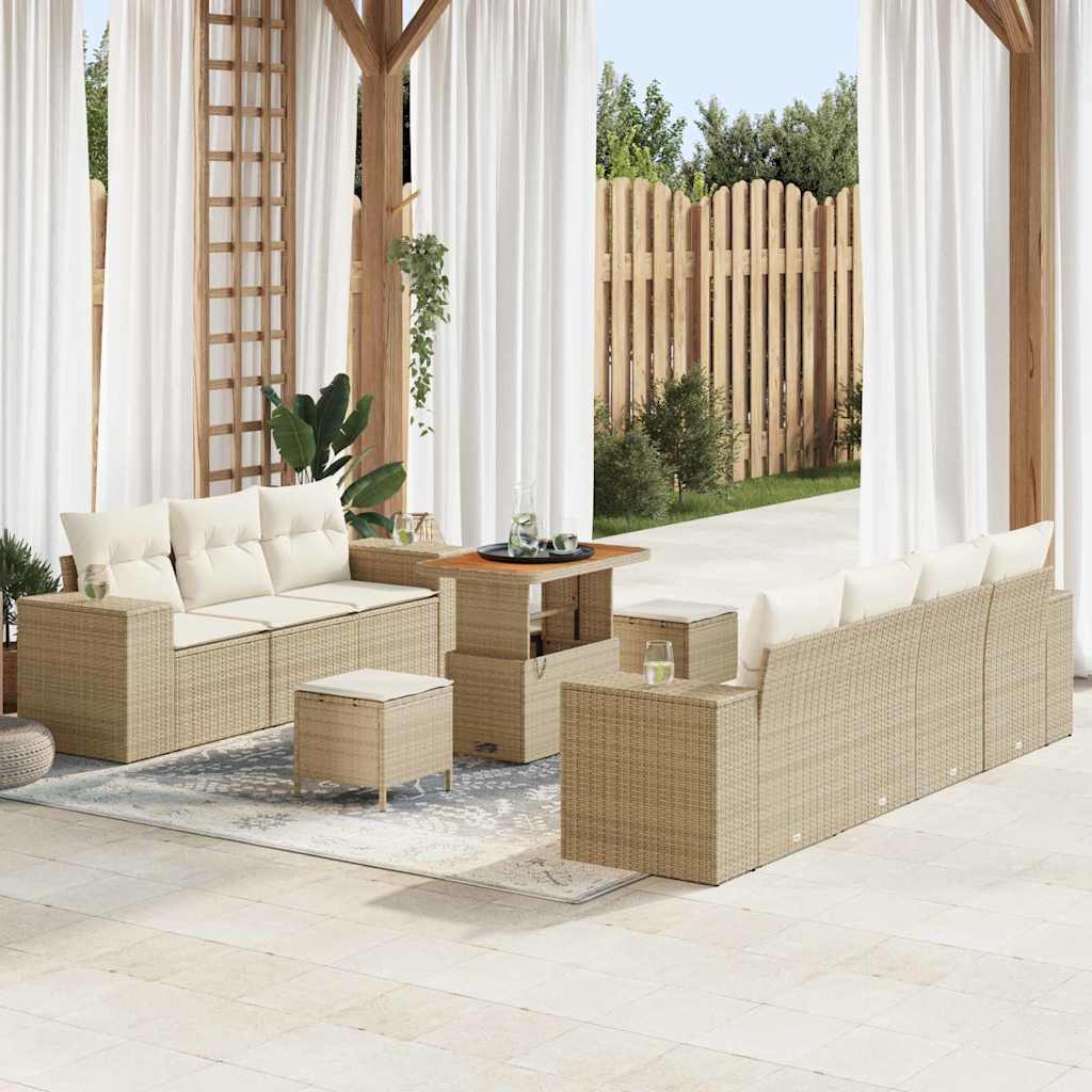 Vidaxl Ensemble De Canapé De Jardin 10 Pcs Beige Et Crème Poly Rattan