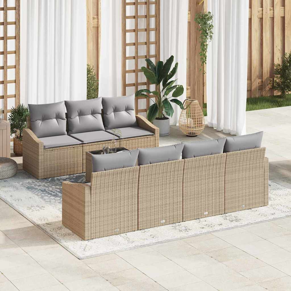 Vidaxl Ensemble De Canapés 8 Pcs Beige Et Gris Clair Polyrotin